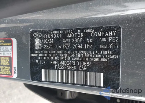 2024 Hyundai Elantra Sel from USA, damaged, VIN KMHLM4DG4RU810684